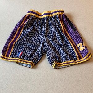 Just Don Purple & Yellow Athletic Mesh Basketball Shorts Men Size M